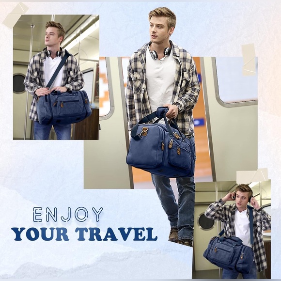 Gonex Canvas Duffle Bag for Travel 60L Expandable Duffel Weekend Overnight NWOT - Picture 12 of 13